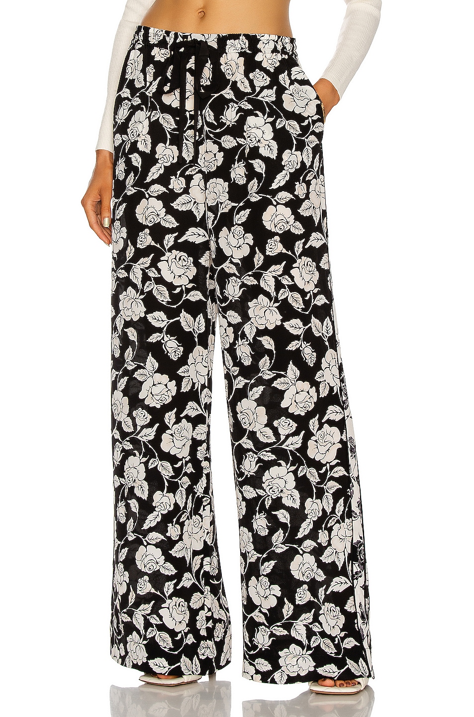 Image 1 of Zimmermann Silk Relaxed Pant in Ink & Natural Rose