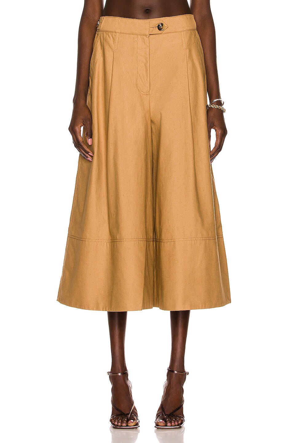 Image 1 of Zimmermann Postcard Tailored Culotte Pant in Light Olive