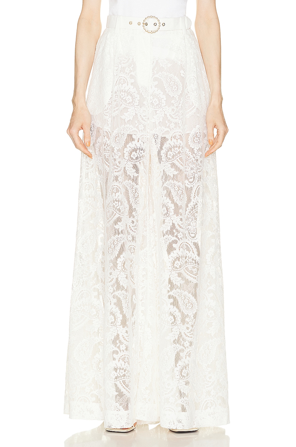 Image 1 of Zimmermann Wonderland Lace Pant in Ivory