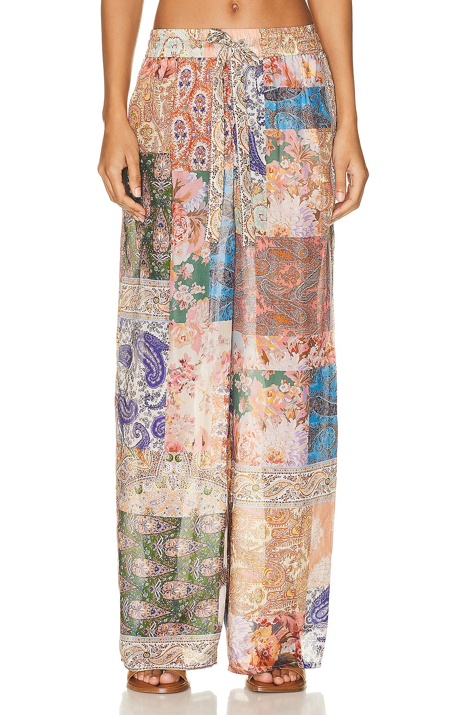 Image 1 of Zimmermann Devi Relaxed Pant in Patch Paisley