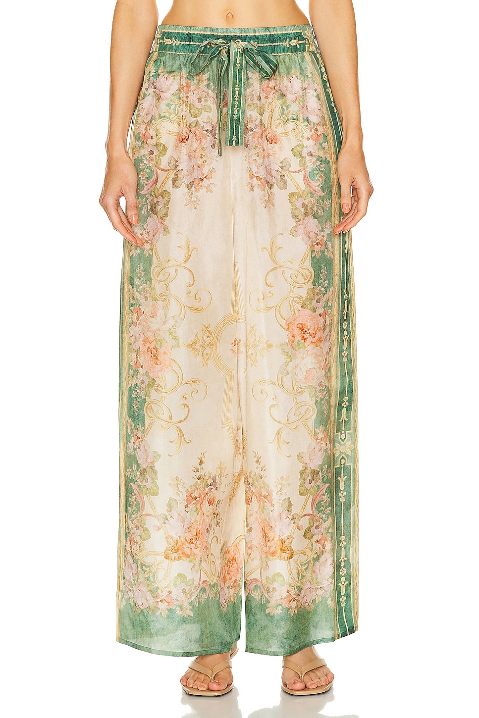 Image 1 of Zimmermann August Relaxed Pant in Khaki Floral