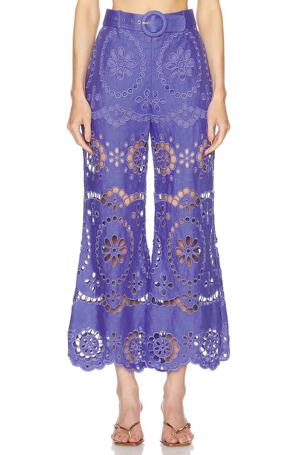 Image 1 of Zimmermann Pop Embroidered Crop Pant in Blue