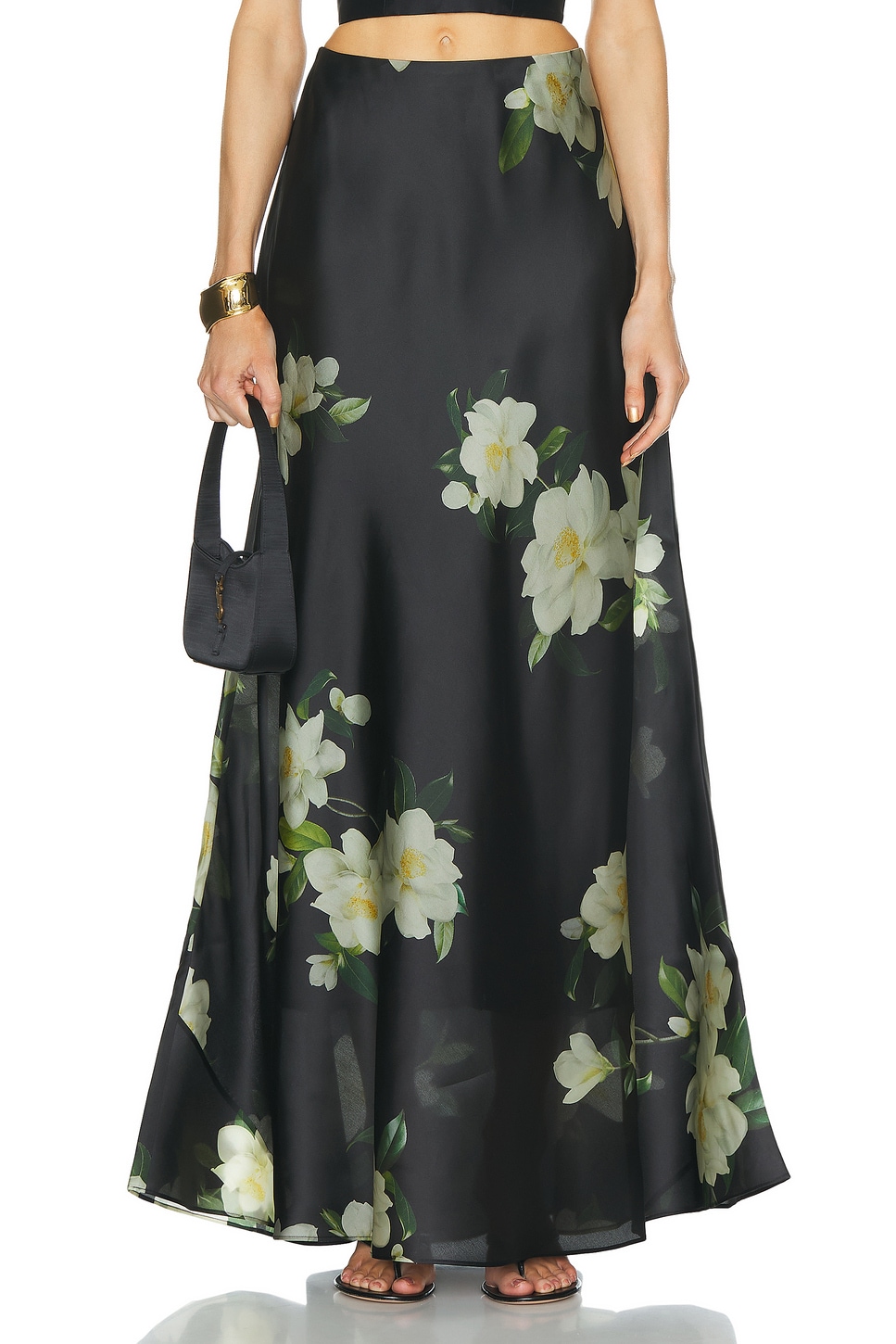 Image 1 of Zimmermann Harmony Flare Skirt in Black Magnolia