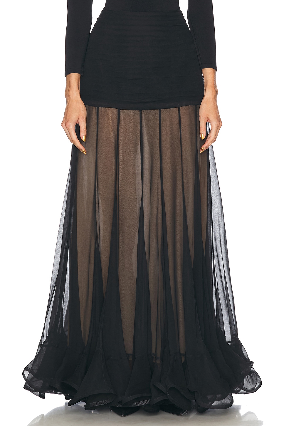 Image 1 of Zimmermann Illustration Flounce Skirt in Black