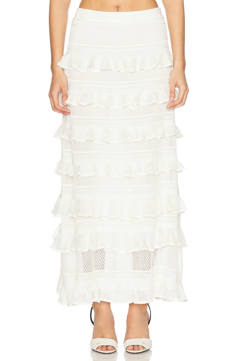 Image 1 of Zimmermann Illuminate Lace Frill Skirt in Ivory