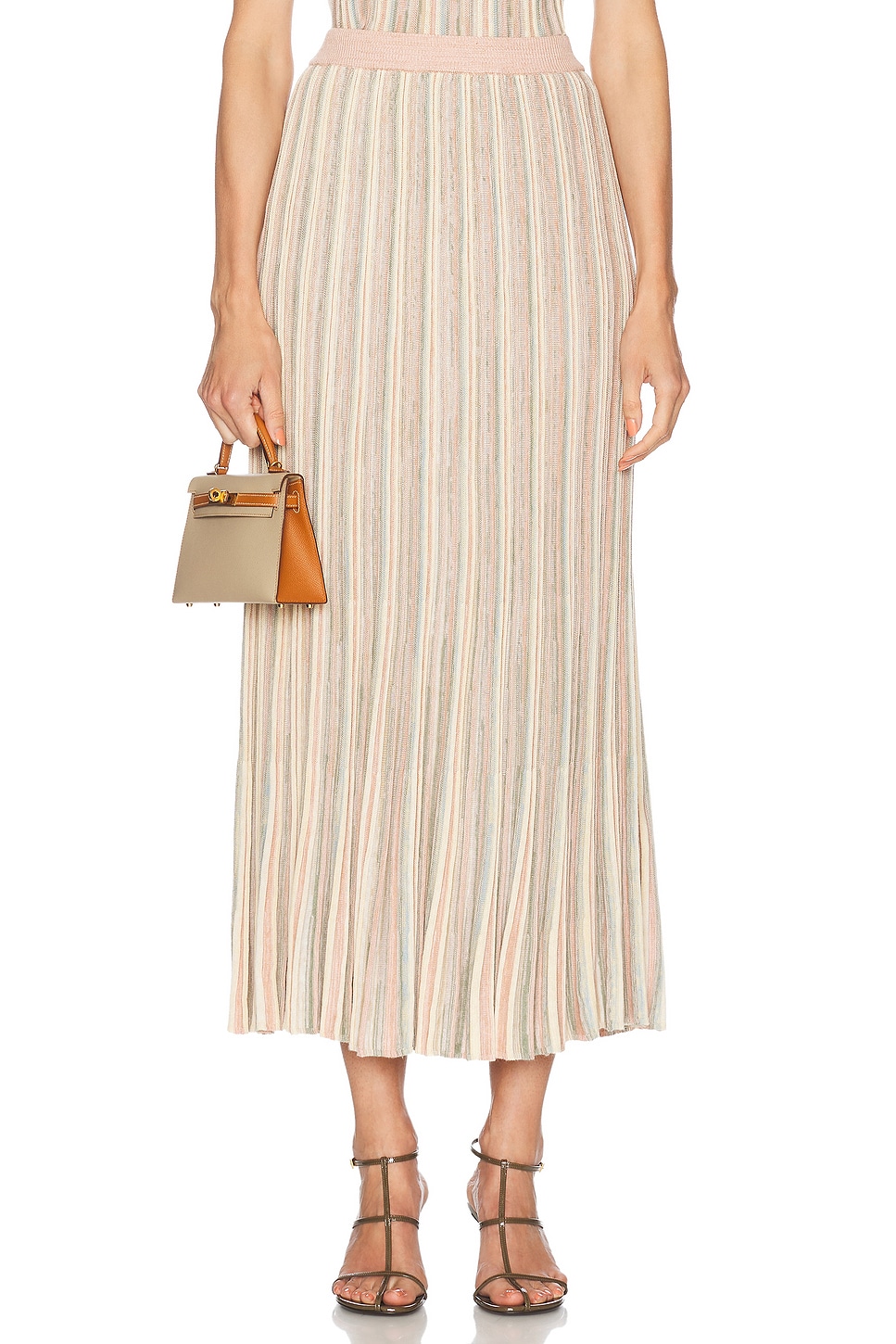 Image 1 of Zimmermann Illuminate Mouline Maxi Skirt in Multi Stripe