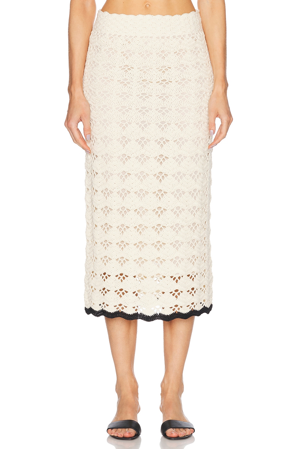 Image 1 of Zimmermann Rhiannon Crochet Skirt in Cream & Black