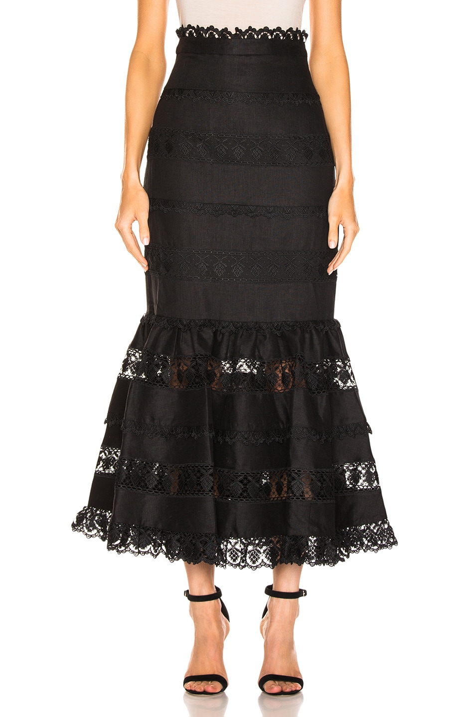 Image 1 of Zimmermann Wayfarer Panelled Skirt in Noir