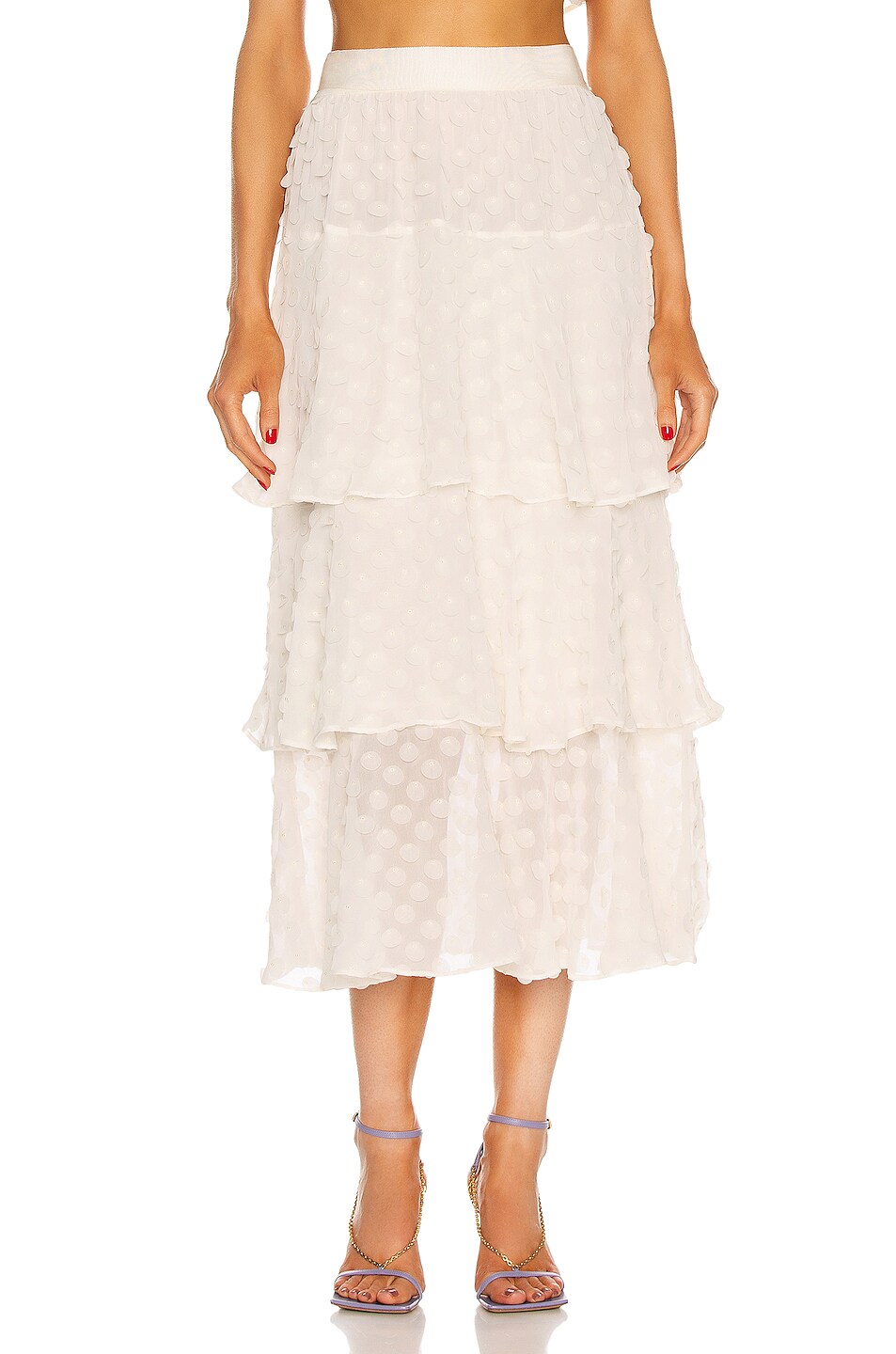 Image 1 of Zimmermann Textured Dot Skirt in Pearl