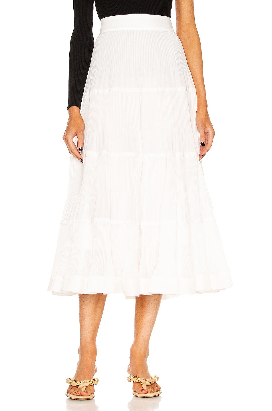 Image 1 of Zimmermann Pleated Midi Skirt in Pearl