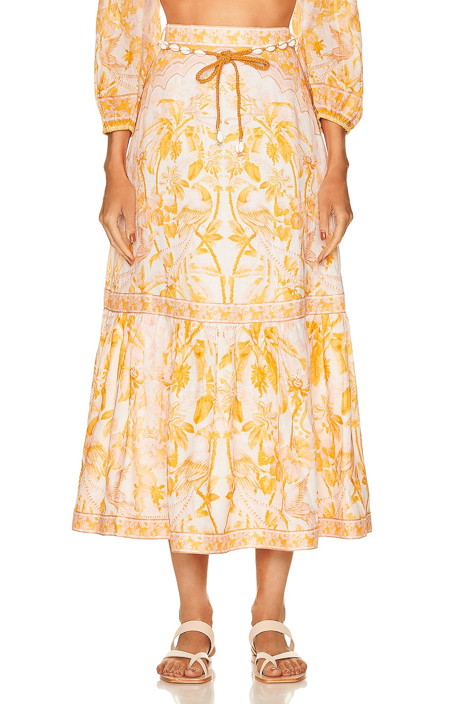 Image 1 of Zimmermann Frill Hem Skirt in Yellow Palm