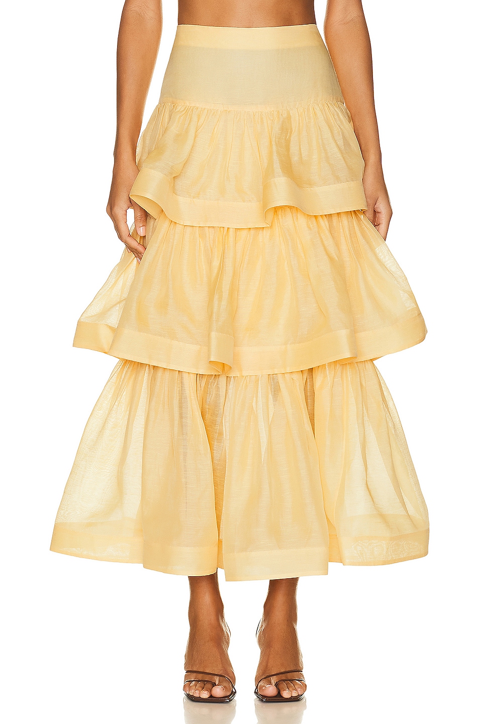 Image 1 of Zimmermann Coaster Tiered Skirt in Butter