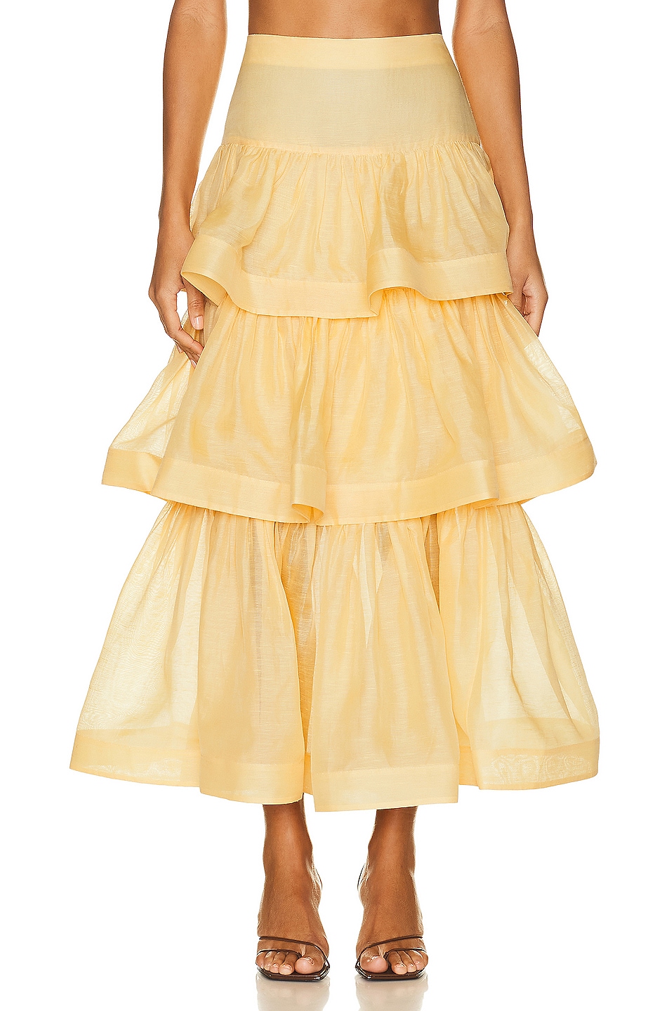 Zimmermann Coaster Tiered Skirt in Butter | FWRD