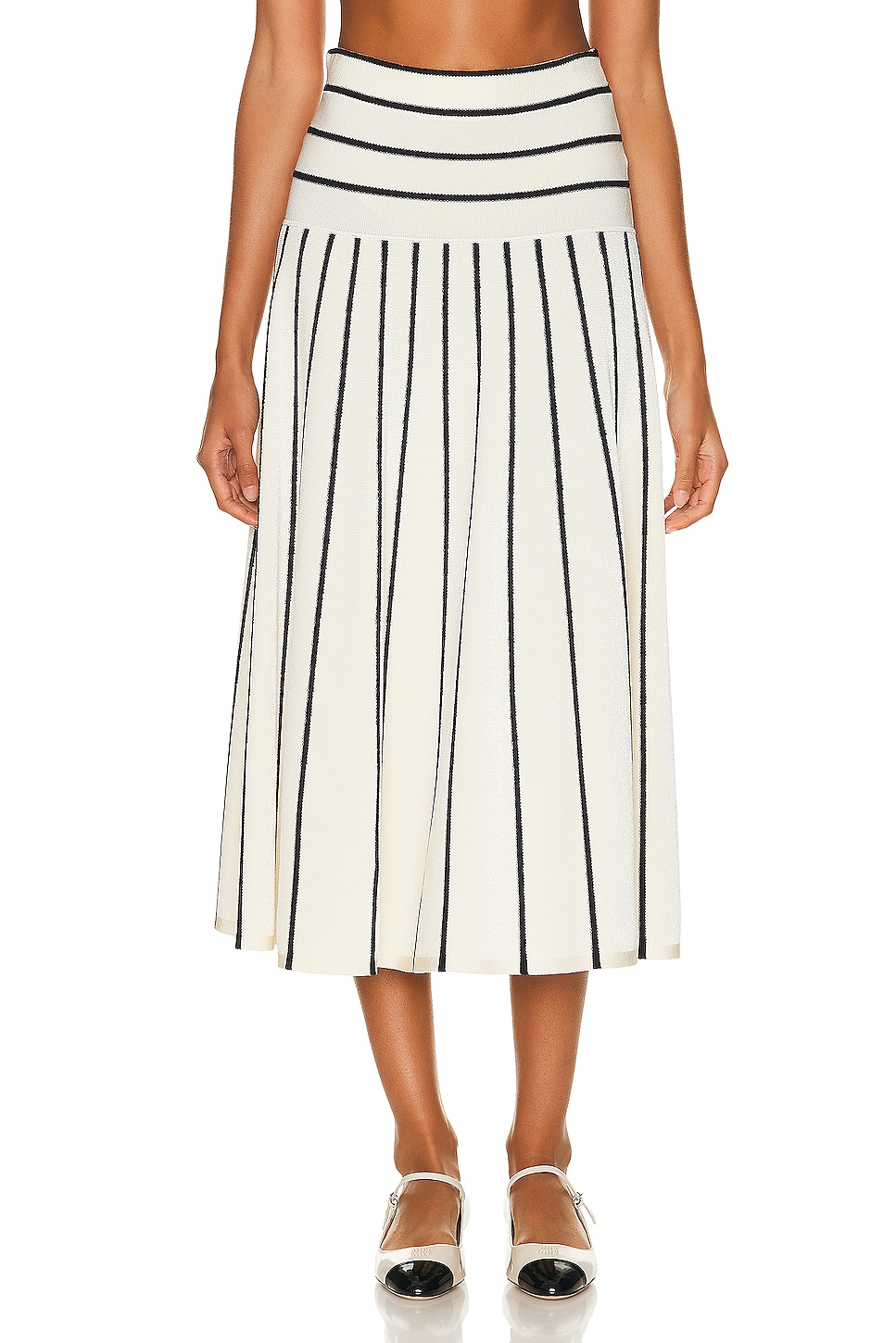 Image 1 of Zimmermann Matchmaker Knit Stripe Skirt in Cream & Black