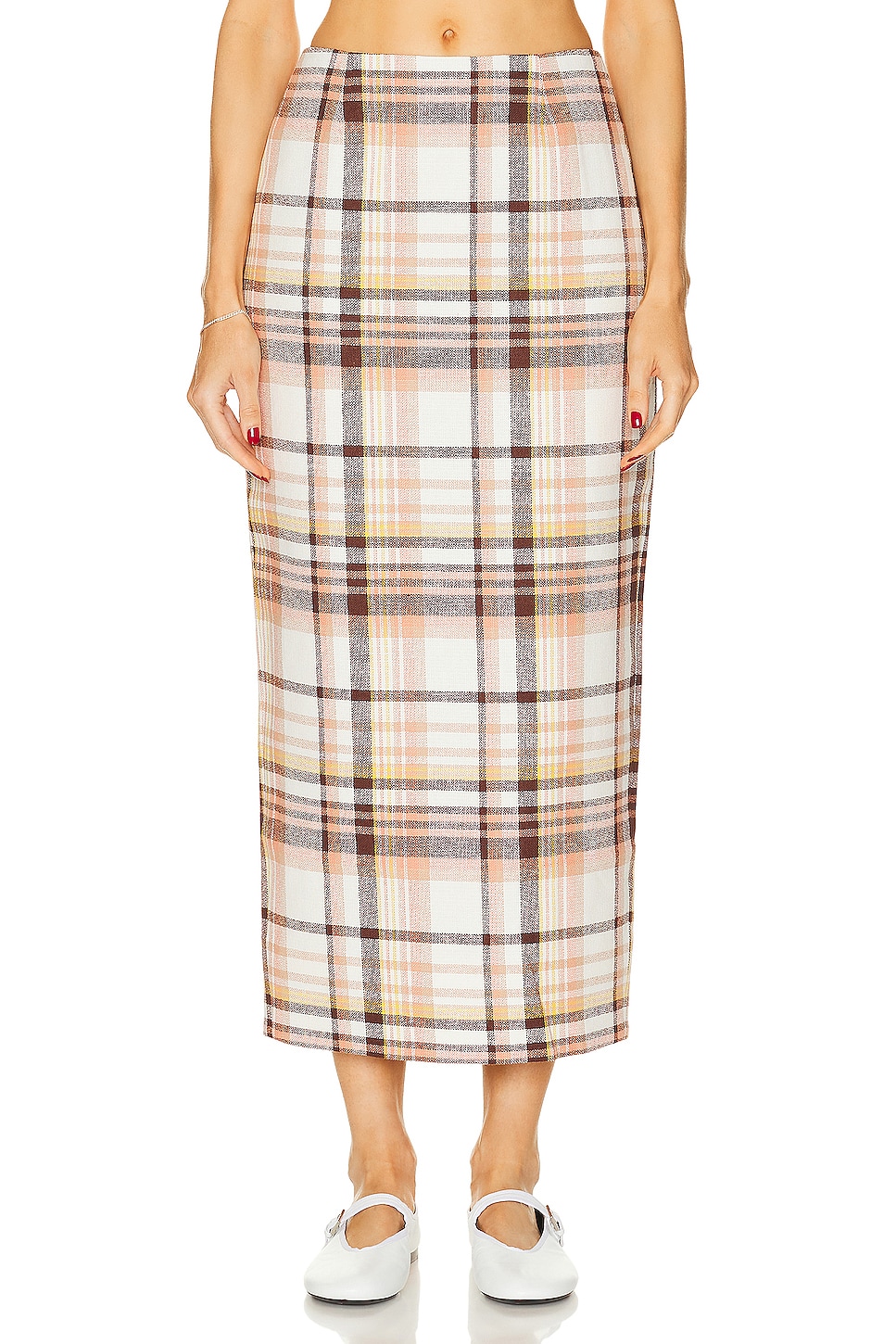 Image 1 of Zimmermann Matchmaker Check Pencil Skirt in Cream Check