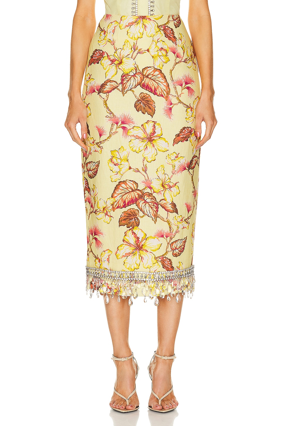 Image 1 of Zimmermann Matchmaker Diamante Skirt in Yellow Hibiscus