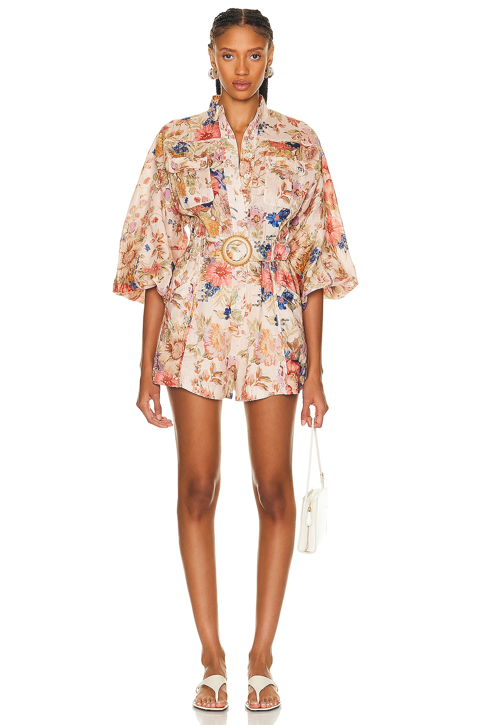 Image 1 of Zimmermann August Panelled Playsuit in Cream Floral