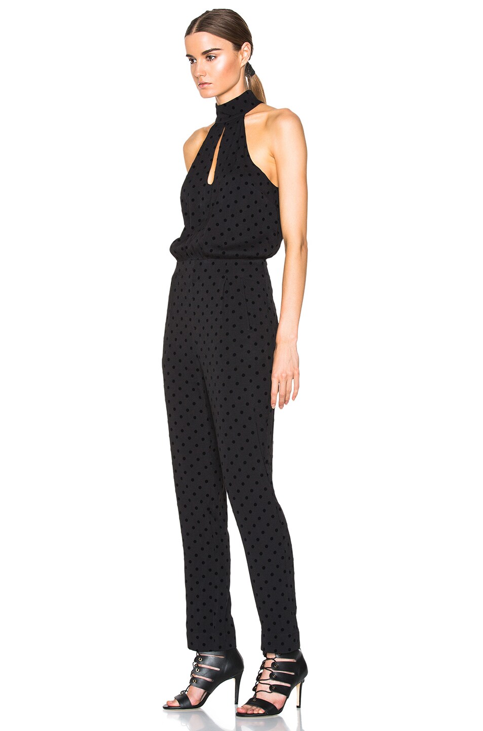 Zimmermann Rhythm Flocked Dot Jumpsuit in Black FWRD