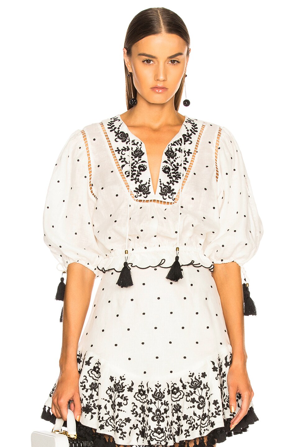Image 1 of Zimmermann Tali Embroidered Lotus Top in Ivory