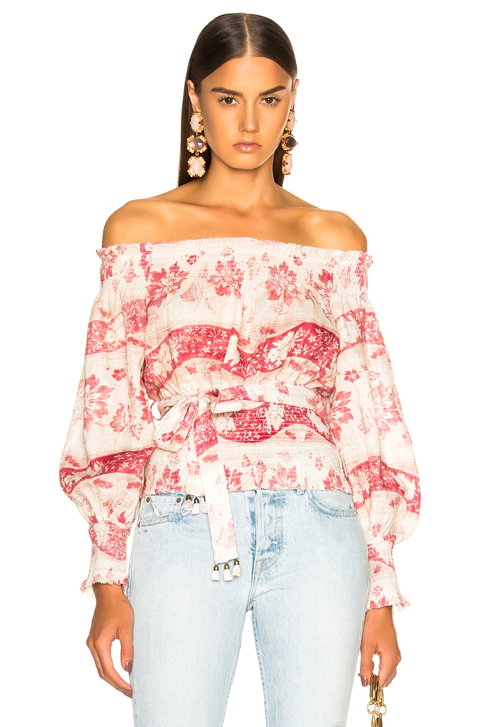 Image 1 of Zimmermann Bayou Top in Red Floral