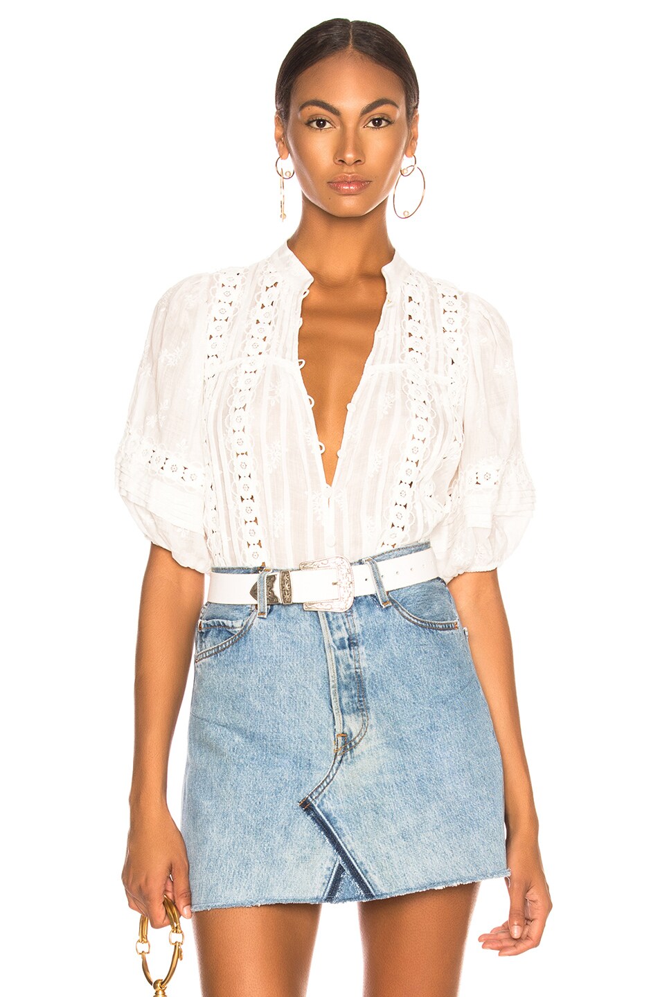 Image 1 of Zimmermann Castile Flower Cutout Top in Ivory