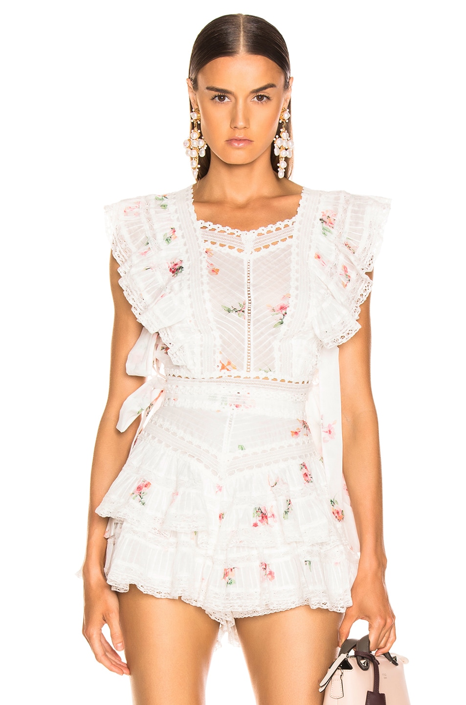Image 1 of Zimmermann Heathers Pintuck Top in Floating Bouquet