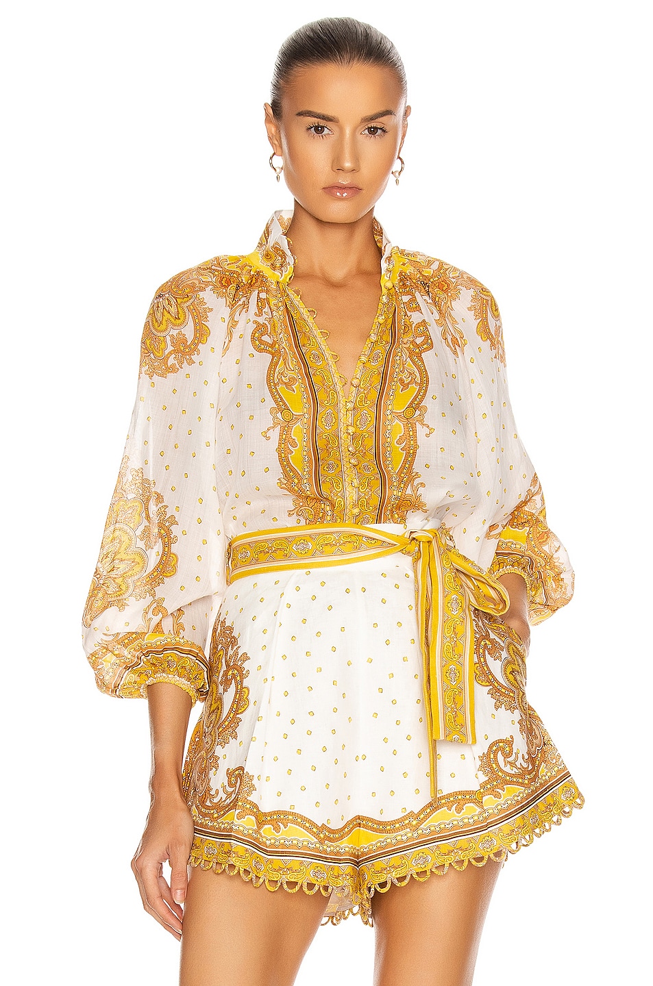 Image 1 of Zimmermann Bells Paisley Blouse in Yellow Paisley