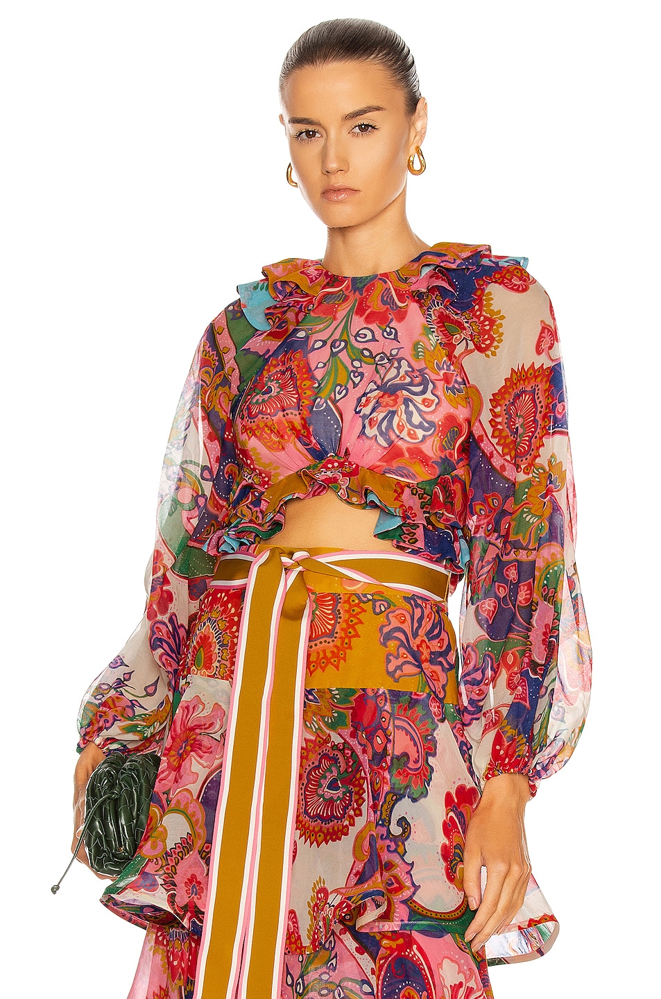 Image 1 of Zimmermann Lovestruck Tie Bodice Top in Mixed Paisley Floral