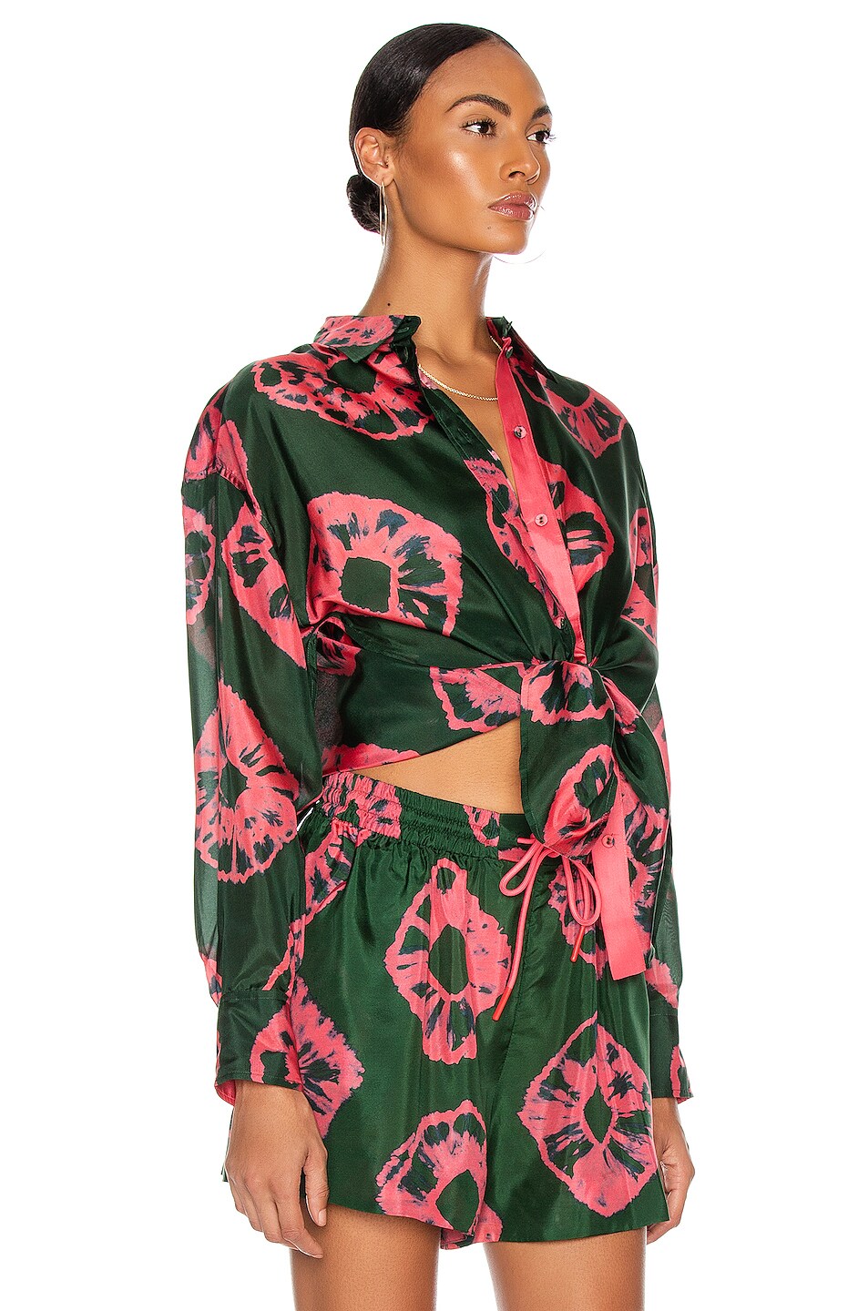 Zimmermann Poppy Relaxed Shirt In Tie Dye Pink Fwrd 