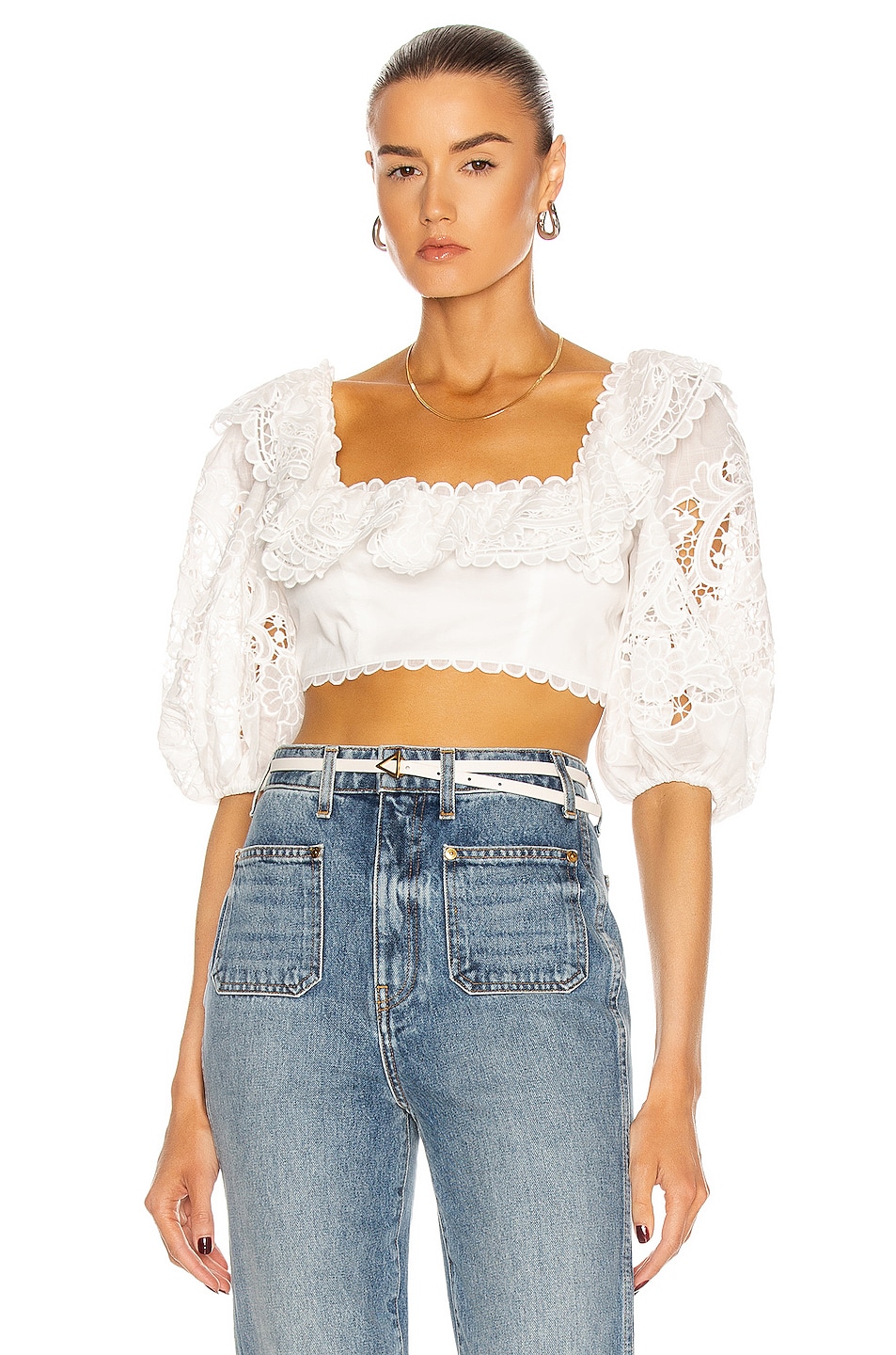 Image 1 of Zimmermann Lulu Scallop Frill Top in Ivory