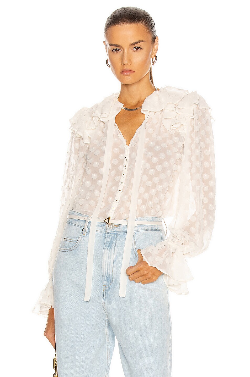 Image 1 of Zimmermann Textured Blouse in Pearl