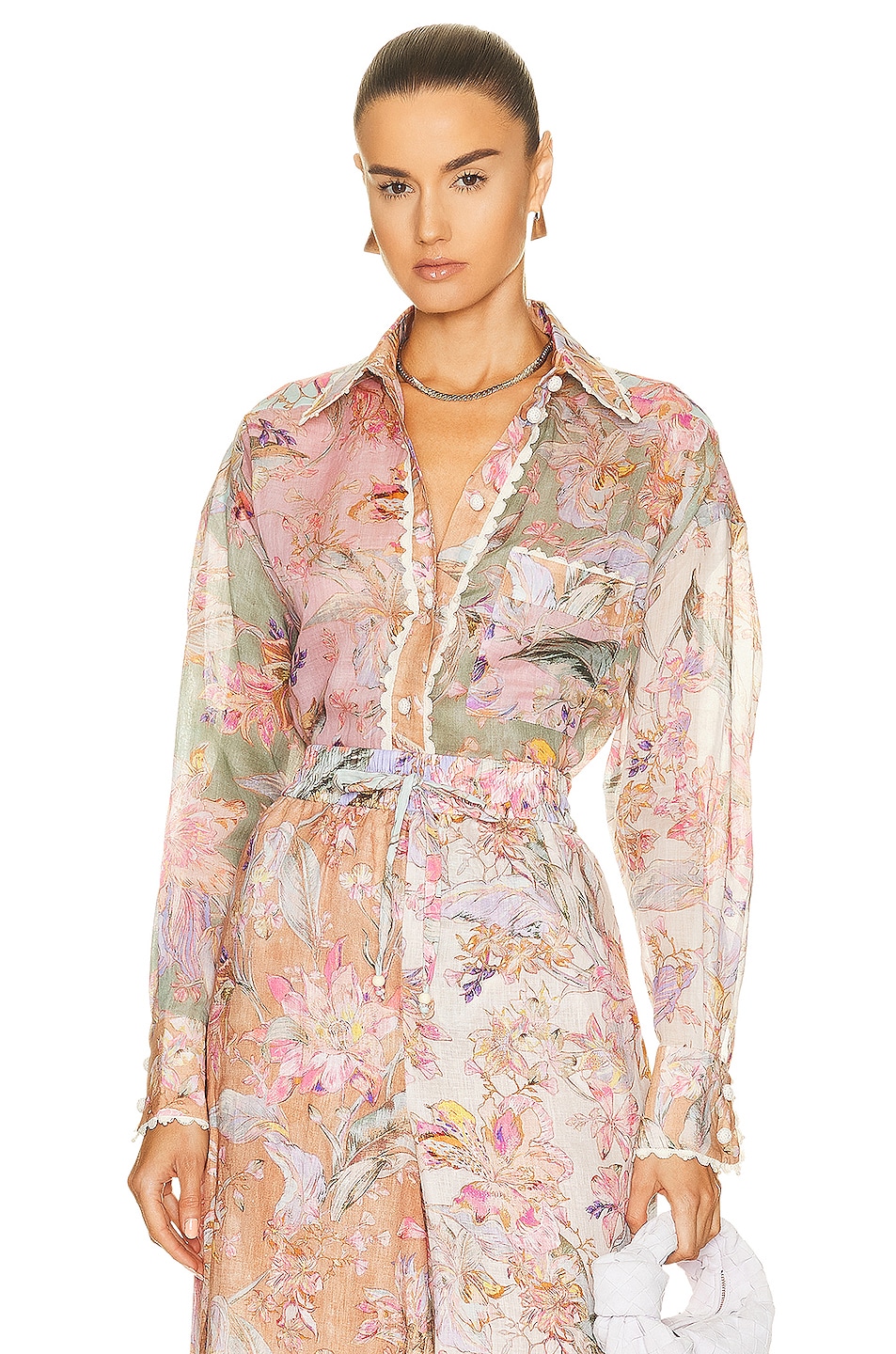 Image 1 of Zimmermann Cira Relaxed Shirt in Spliced Multi Floral
