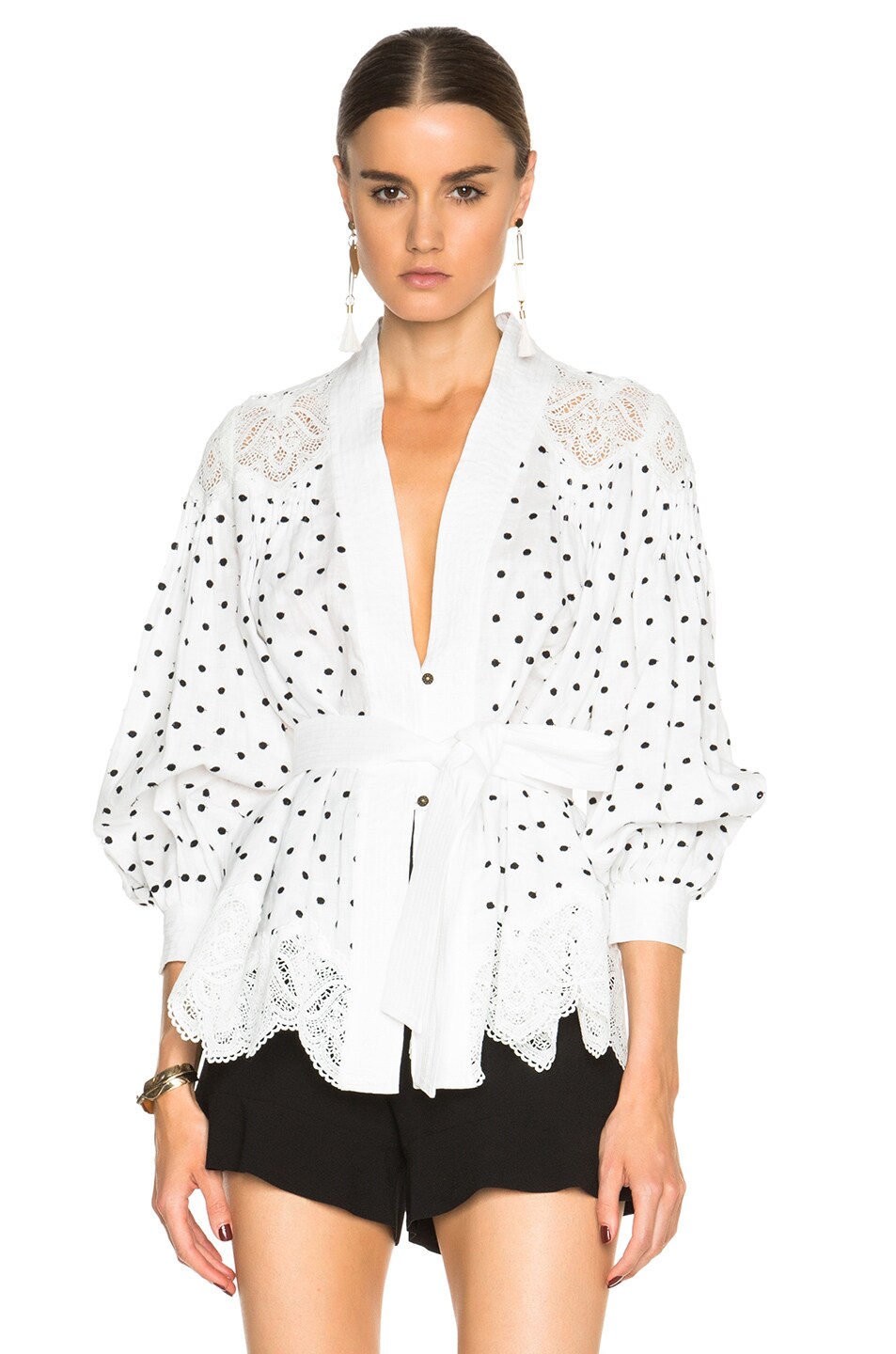 Image 1 of Zimmermann Empire Dot Top in Natural