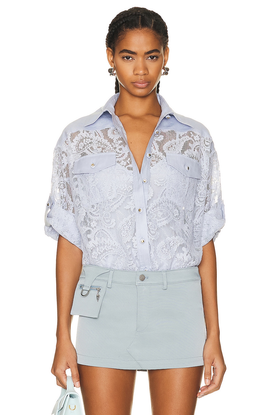 Image 1 of Zimmermann Coaster Lace Shirt in Periwinkle