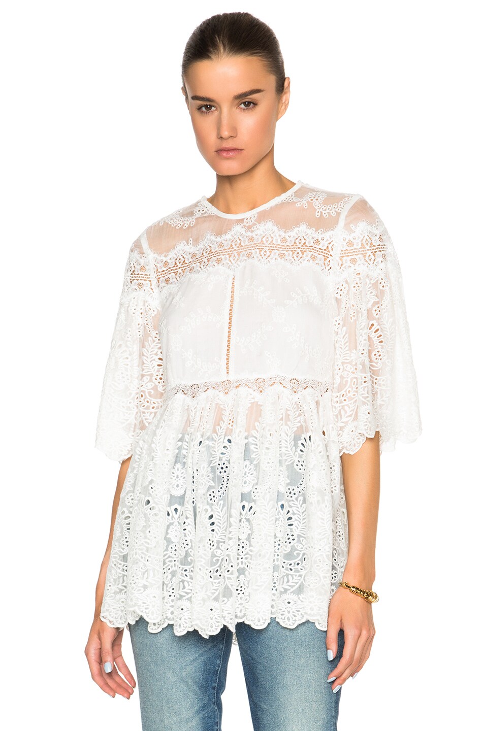 Image 1 of Zimmermann Alchemy Twine Embroidered Top in Ivory