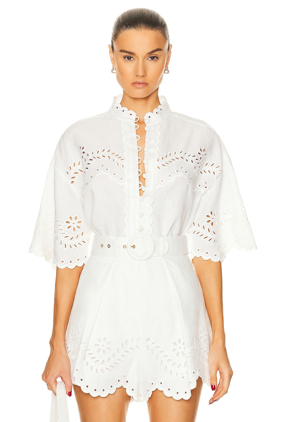 Image 1 of Zimmermann Junie Embroidered Shirt in Ivory