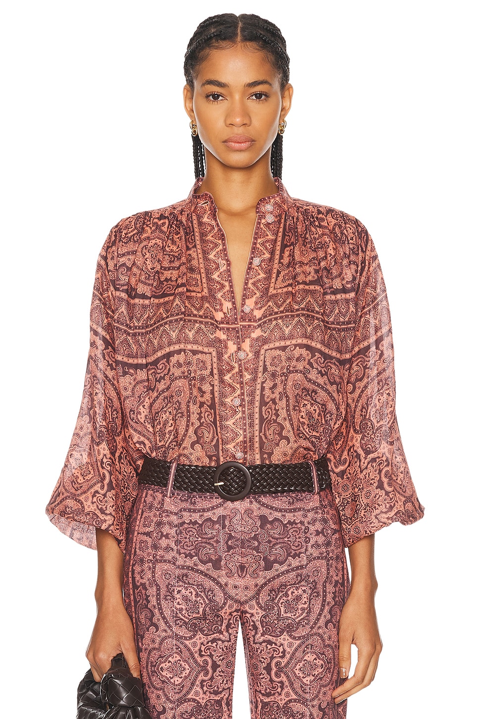Image 1 of Zimmermann Ottie Tunic Top in Coral Paisley