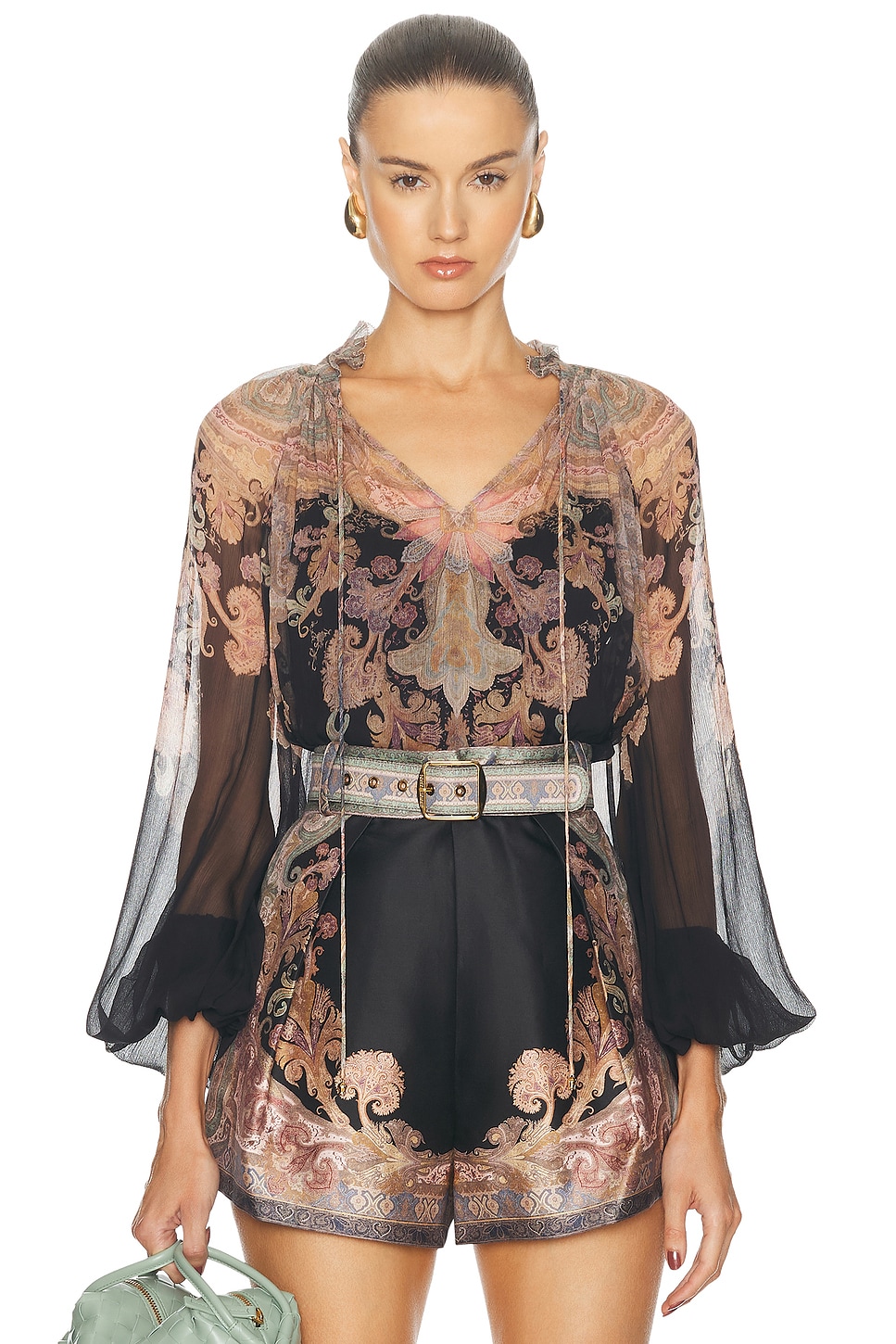 Image 1 of Zimmermann Illustration Billow Blouse Top in Black Paisley