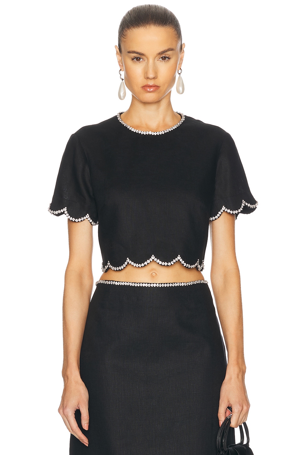 Image 1 of Zimmermann Crush Scalloped Top in Black