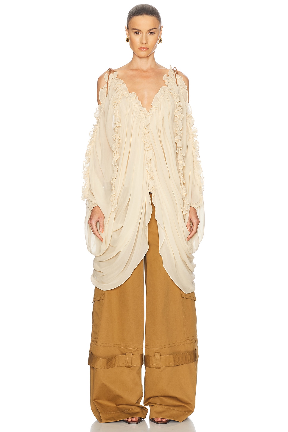 Image 1 of Zimmermann Illuminate Draped Blouse in Tea