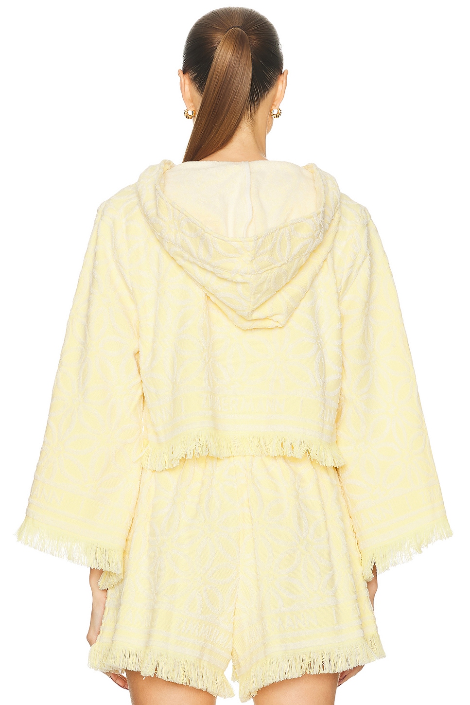 Image 3 of Zimmermann Coco Towelling Hooded Top in Yellow & Cream