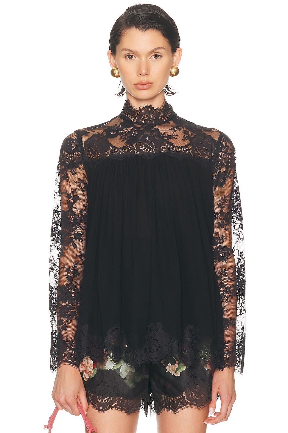 Image 1 of Zimmermann Hypnotic Lace Yoke Top in Black
