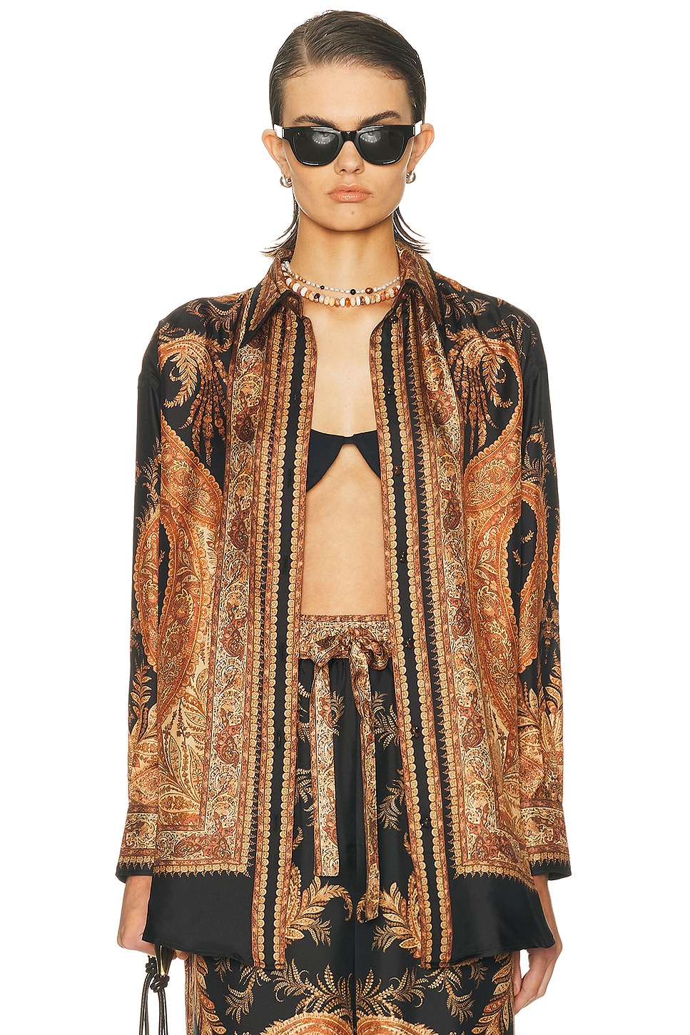 Image 1 of Zimmermann Hypnotic Relaxed Shirt in Black Paisley