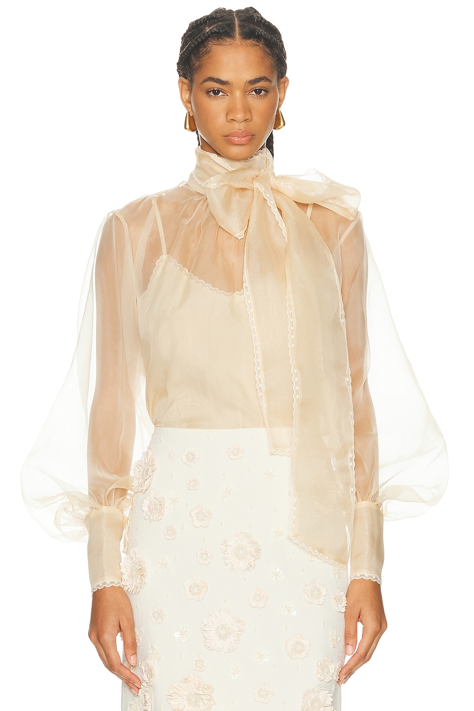 Image 1 of Zimmermann Memento Organza Blouse in Sepia
