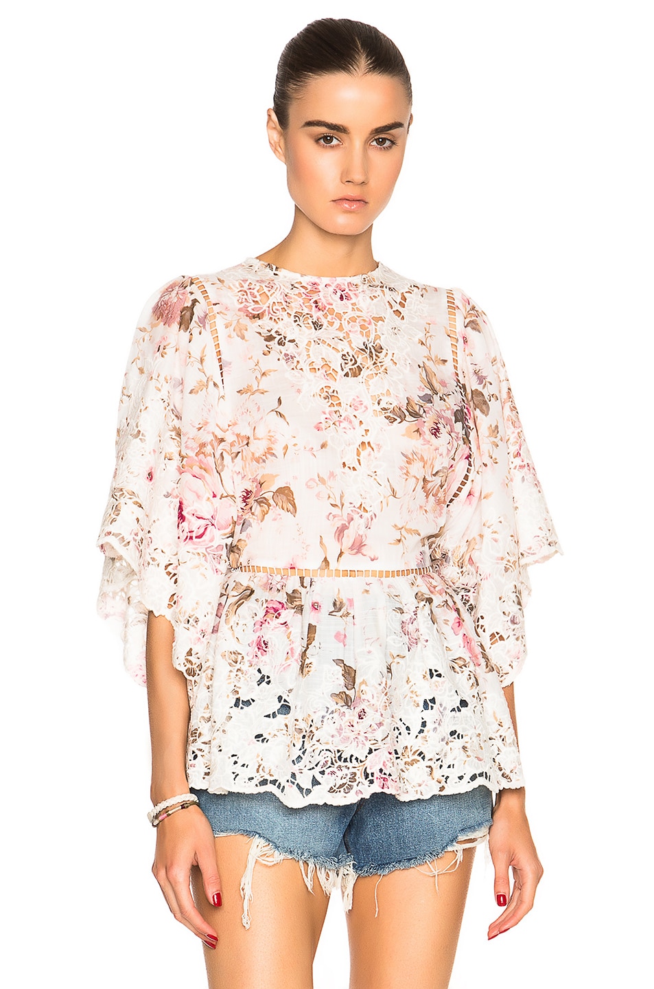 Image 1 of Zimmermann Eden Embroidered Top in Floral Embroidery