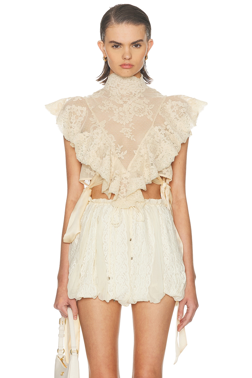 Image 1 of Zimmermann Hypnotic Lace Bodice Top in Cream