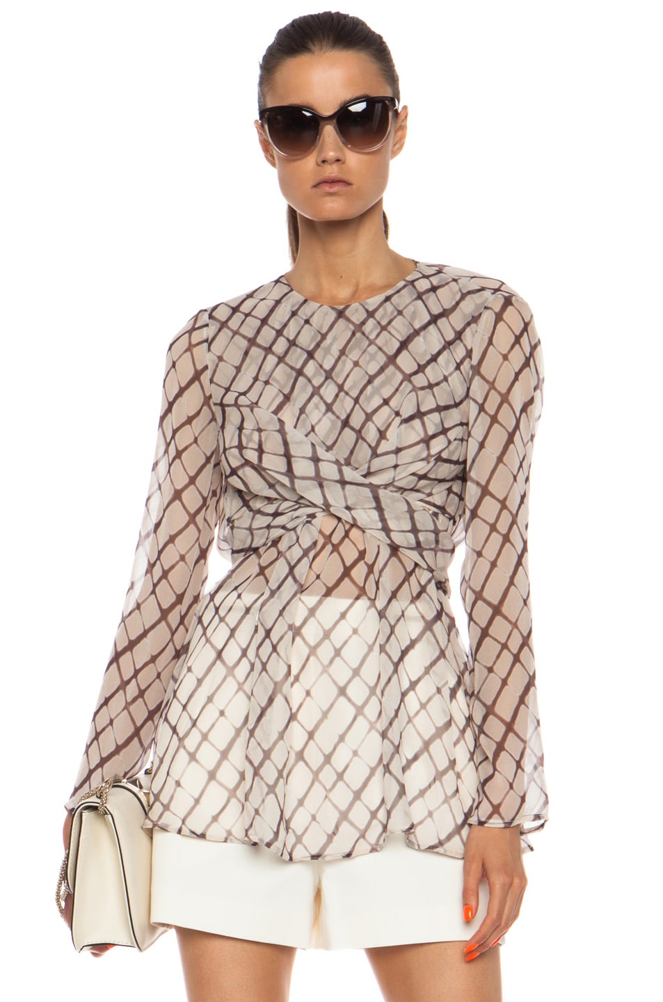 Image 1 of Zimmermann Carousel Soft Wrap Silk Blouse in Print