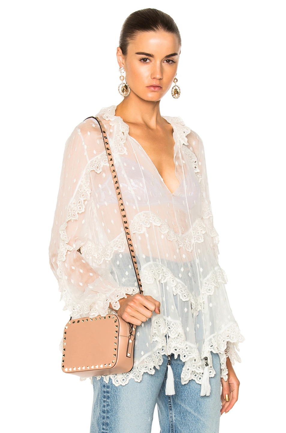 Image 1 of Zimmermann Divinity Scallop Ruffle Top in Ivory