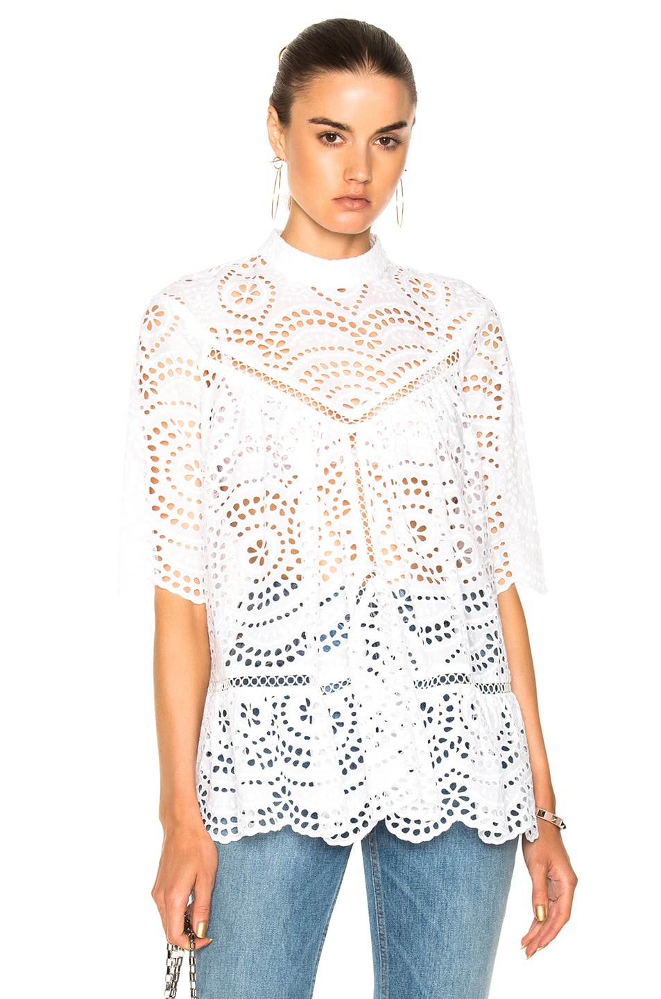 Image 1 of Zimmermann for FWRD Paradiso Broderie Paneled Smock Top in Ivory