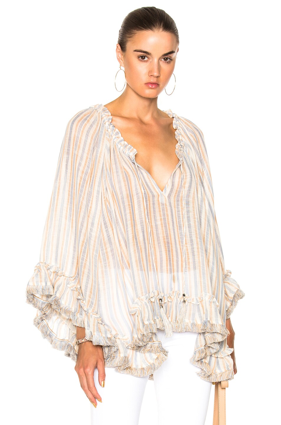 Image 1 of Zimmermann Meridian Flared Frill Top in Stripe